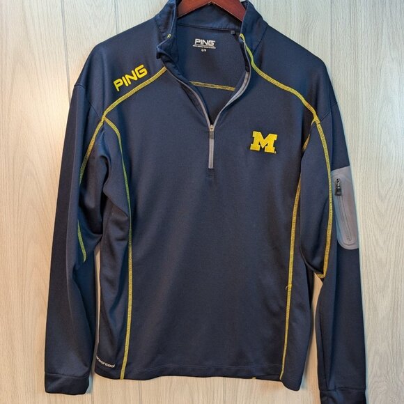 Ping Other - Michigan Wolverines NCAA Navy Blue PING Golf Athletic Pullover Mens Large